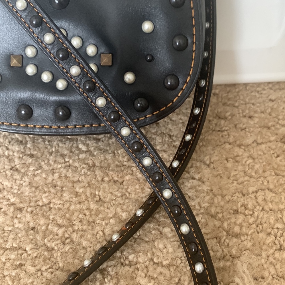 Coach WesternRivet Leather Saddle Bag, Black Gem